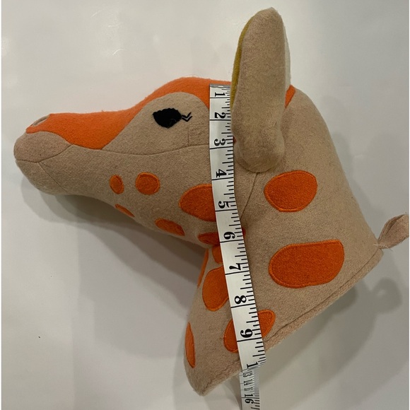 Giraffe Head 3D Wall Hanging Stuffed Animal Plush Orange Biege - Picture 7 of 10